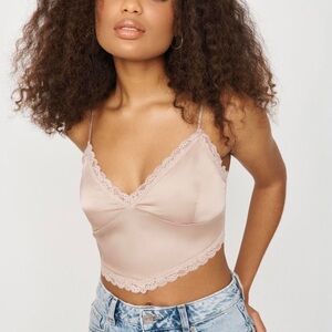 NWT Garage Pink Lace Trim Crop Tank